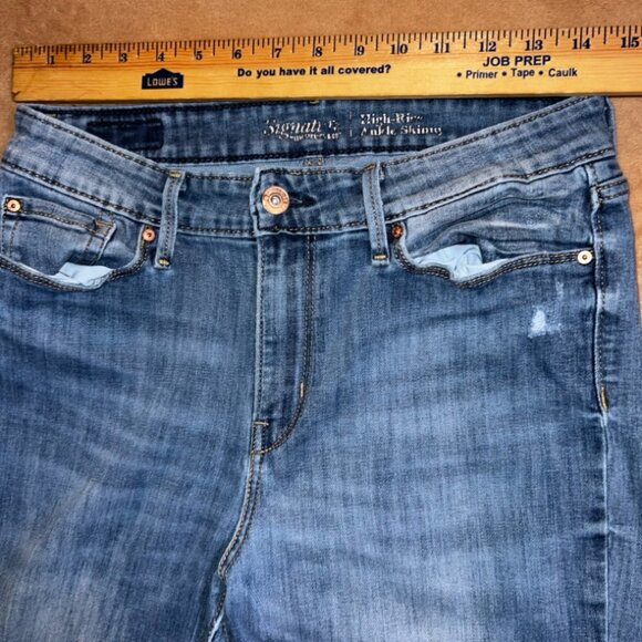 Signature by Levi Strauss & Co. Women 8 Blue High Rise Ankle Skinny Leg (O) - Picture 6 of 10